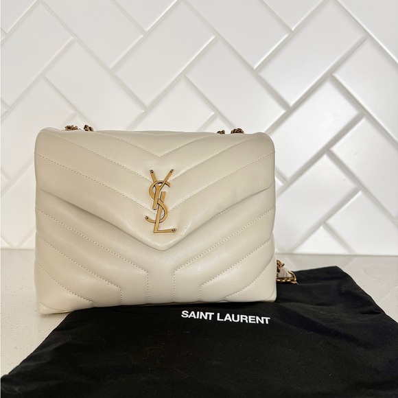 YSL Saint Laurent Loulou small leather shoulder bag Cream - Picture 1 of 4